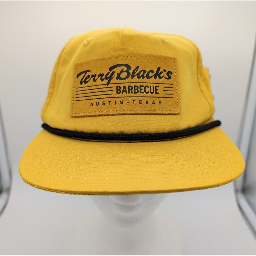 NWT Terry Black's Barbecue Austin Texas Roper Hat Yellow Patch Snapback BBQ Cap